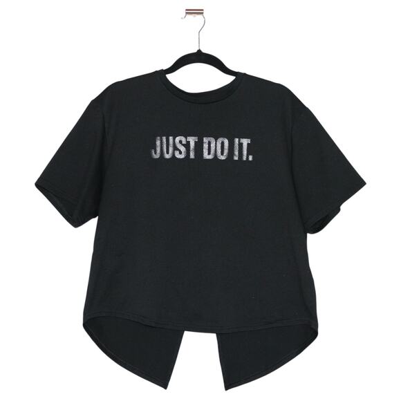 Nike Black Crop Top Tied Back Short Sleeve Small - Picture 1 of 6
